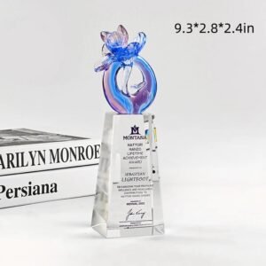 Alternative view of Exquisite Handmade Liuli Orchid K9 Crystal Award Trophy, Commendation Gift for Employee Anniversary, Retirement, Corporate Recognition