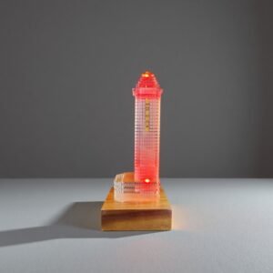 Custom 3D Crystal Building Model with LED Base | Factory-Direct Corporate Anniversary Gifts