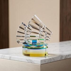 Premium K9 Crystal Sailing Boat Model - Luxury Nautical Gift for Captains & Sailors - High-End Regatta Trophy & Office Decor