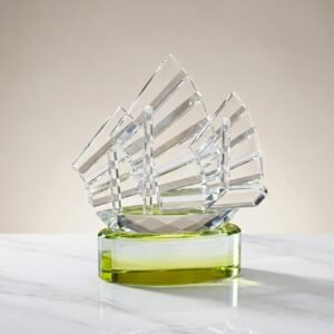Alternative view of Premium K9 Crystal Sailing Boat Model - Luxury Nautical Gift for Captains & Sailors - High-End Regatta Trophy & Office Decor