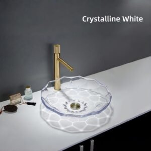 Alternative view of Luxury Lotus Shape Crystal Glass Vessel Sink | Factory Direct Custom Bathroom Art Basin | Artisan Washbowl for High-End Hotels