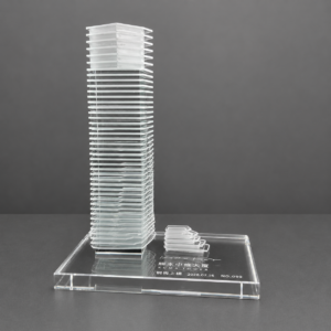 Custom Crystal Building Model Award | Corporate Headquarters Replica Gift | Company Anniversary & IPO Commemorative Crystal Trophy