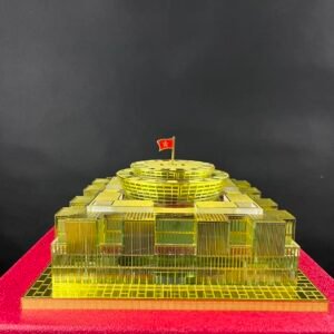 Alternative view of Vietnam National Assembly Building Model: Crystal & 24K Gold-Plated Copper Craftsmanship