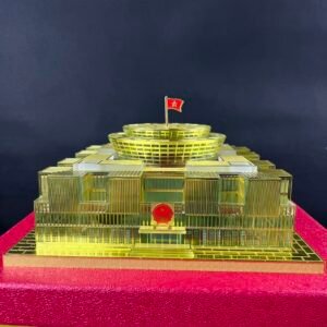 Vietnam National Assembly Building Model: Crystal & 24K Gold-Plated Copper Craftsmanship