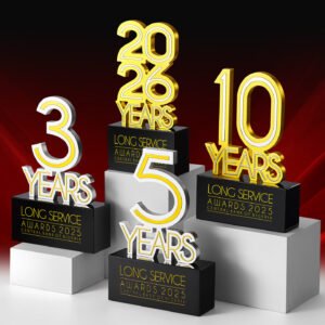 Alternative view of Premium Trophy/Award with Black Crystal Base and Metal Numbers