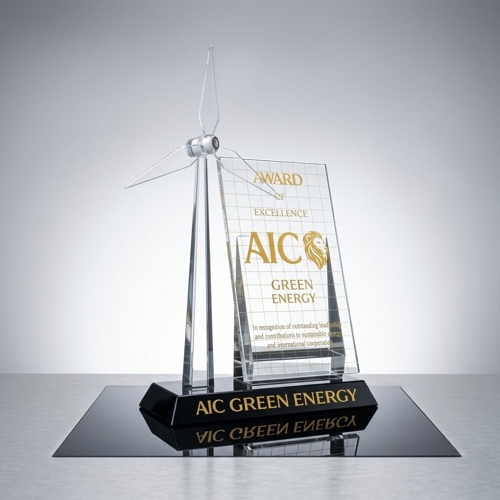 Exquisite Crystal Windmill Model for Green Energy Awards – Custom Corporate Gifts - Image 3