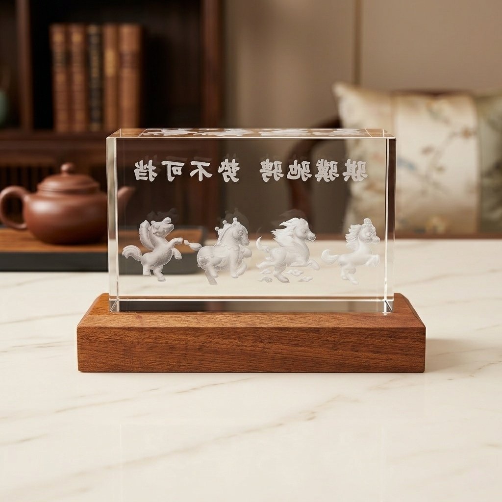 3D Laser Engraved Crystal Horse Statue | High-End Corporate Gift, Executive Office Decor & Commemorative Trophy - Image 6
