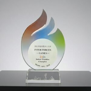 Custom Flame Shape K9 Crystal Trophy - Premium Corporate Gift - Sports Champion Award