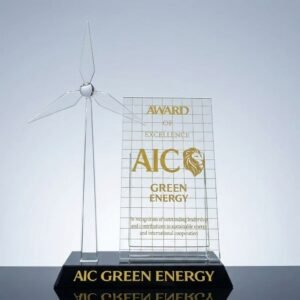 Alternative view of Exquisite Crystal Windmill Model for Green Energy Awards – Custom Corporate Gifts