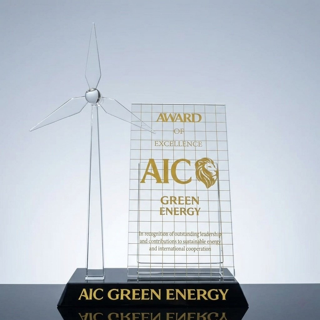 Exquisite Crystal Windmill Model for Green Energy Awards – Custom Corporate Gifts - Image 2