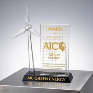 Exquisite Crystal Windmill Model for Green Energy Awards – Custom Corporate Gifts