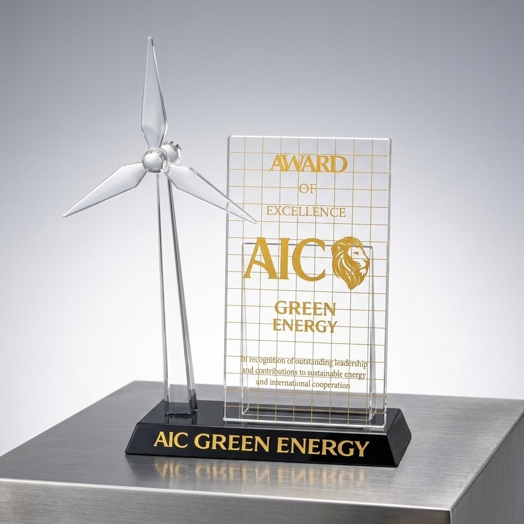 Exquisite Crystal Windmill Model for Green Energy Awards – Custom Corporate Gifts