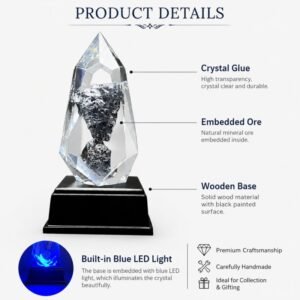 Alternative view of Custom Crystal Trophy with Embedded Mineral Specimen & LED Light Base for Mining Companies