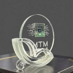 Alternative view of Core Driven · Crafting the Future | Custom Chip-Embedded Crystal Monument