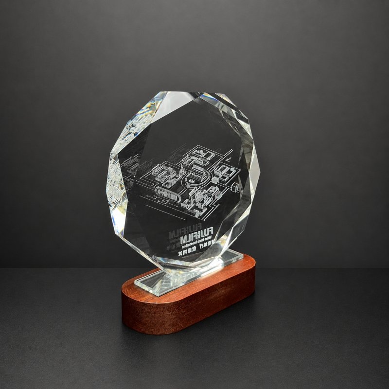 Custom Octagonal Crystal Employee Recognition Trophy | Premium K9 Crystal Corporate Award with 3D Laser Engraving - Image 4