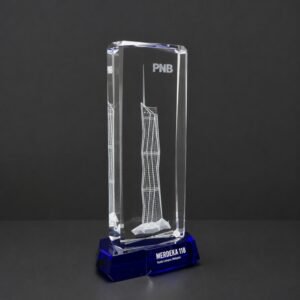 Alternative view of Custom Corporate Gift K9 Crystal Executive Award with 3D Laser Engraved Building | Custom Trophy for Company Anniversary & Executive Recognition