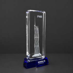 Alternative view of Custom Corporate Gift K9 Crystal Executive Award with 3D Laser Engraved Building | Custom Trophy for Company Anniversary & Executive Recognition