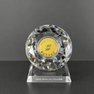 Alternative view of Custom Corporate Gift | Custom Diamond Crystal Trophy with Gold Coin | Premium Custom Award for Employee Recognition & Corporate Anniversary