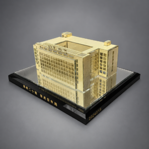 Custom 24K Gold Plated Crystal Building Model | Corporate Anniversary Gift | Executive Desk Display | OEM Business Souvenir Manufacturer