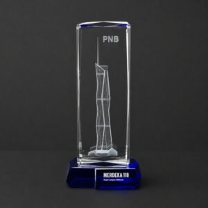 Custom Corporate Gift K9 Crystal Executive Award with 3D Laser Engraved Building | Custom Trophy for Company Anniversary & Executive Recognition