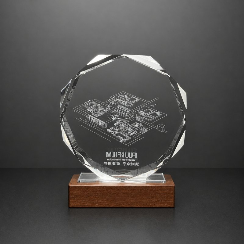 Custom Octagonal Crystal Employee Recognition Trophy | Premium K9 Crystal Corporate Award with 3D Laser Engraving - Image 6
