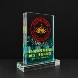 Alternative view of Custom 3-Layer Crystal Trophy Award | UV Printed Choir Anniversary Commemorative Plaque | Premium Crystal Gift for Corporate & Music Groups | Direct Manufacturer
