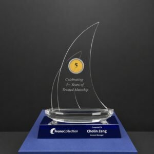 Custom Crystal Sail Trophy for Corporate Anniversary Celebration | Premium K9 Crystal Custom Trophy Manufacturer