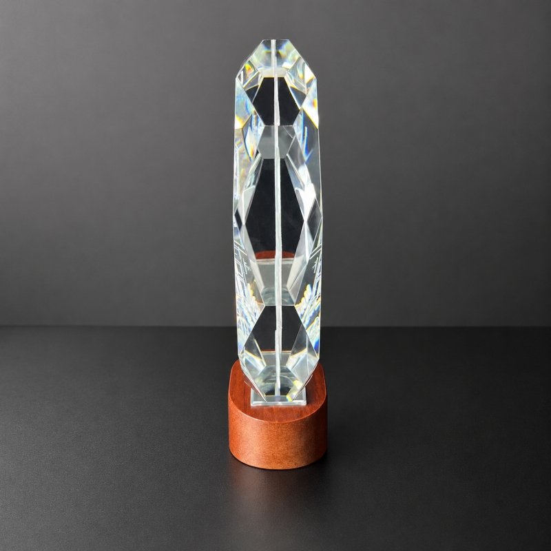 Custom Octagonal Crystal Employee Recognition Trophy | Premium K9 Crystal Corporate Award with 3D Laser Engraving - Image 5
