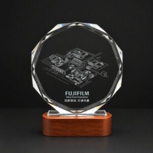 Custom Octagonal Crystal Employee Recognition Trophy | Premium K9 Crystal Corporate Award with 3D Laser Engraving