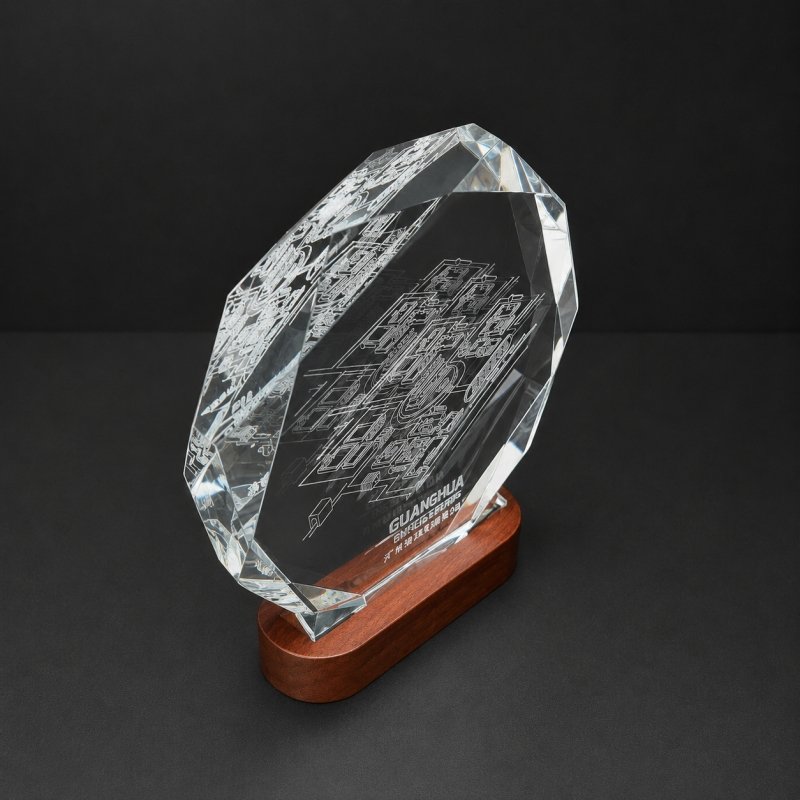 Custom Octagonal Crystal Employee Recognition Trophy | Premium K9 Crystal Corporate Award with 3D Laser Engraving - Image 2