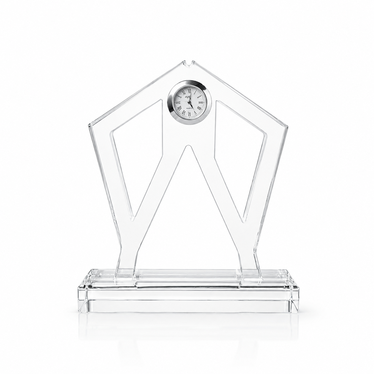 Custom Corporate Crystal Trophy with Inset Clock | Modern Geometric Crystal Craft Corporate Souvenir - Image 5