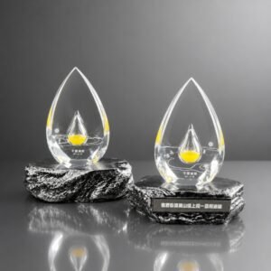 Alternative view of Custom Oil Drop Corporate Anniversary Gift – Real Crude Oil Encapsulated Resin Keepsake with Rock-Inspired Base