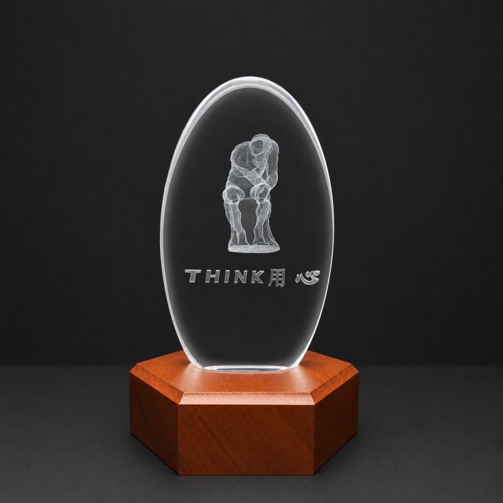 Custom Oval Crystal Laser Engraved Art Sculpture with LED Wooden Base | Personalized 3D Engraved Crystal Gift | OEM & ODM Crystal Souvenir Manufacturer - Image 2