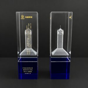 Custom Corporate Gift K9 Crystal 3D Laser Engraved Monument Award | Corporate Anniversary Employee Recognition Souvenir | Custom Trophy and Award Manufacturer China