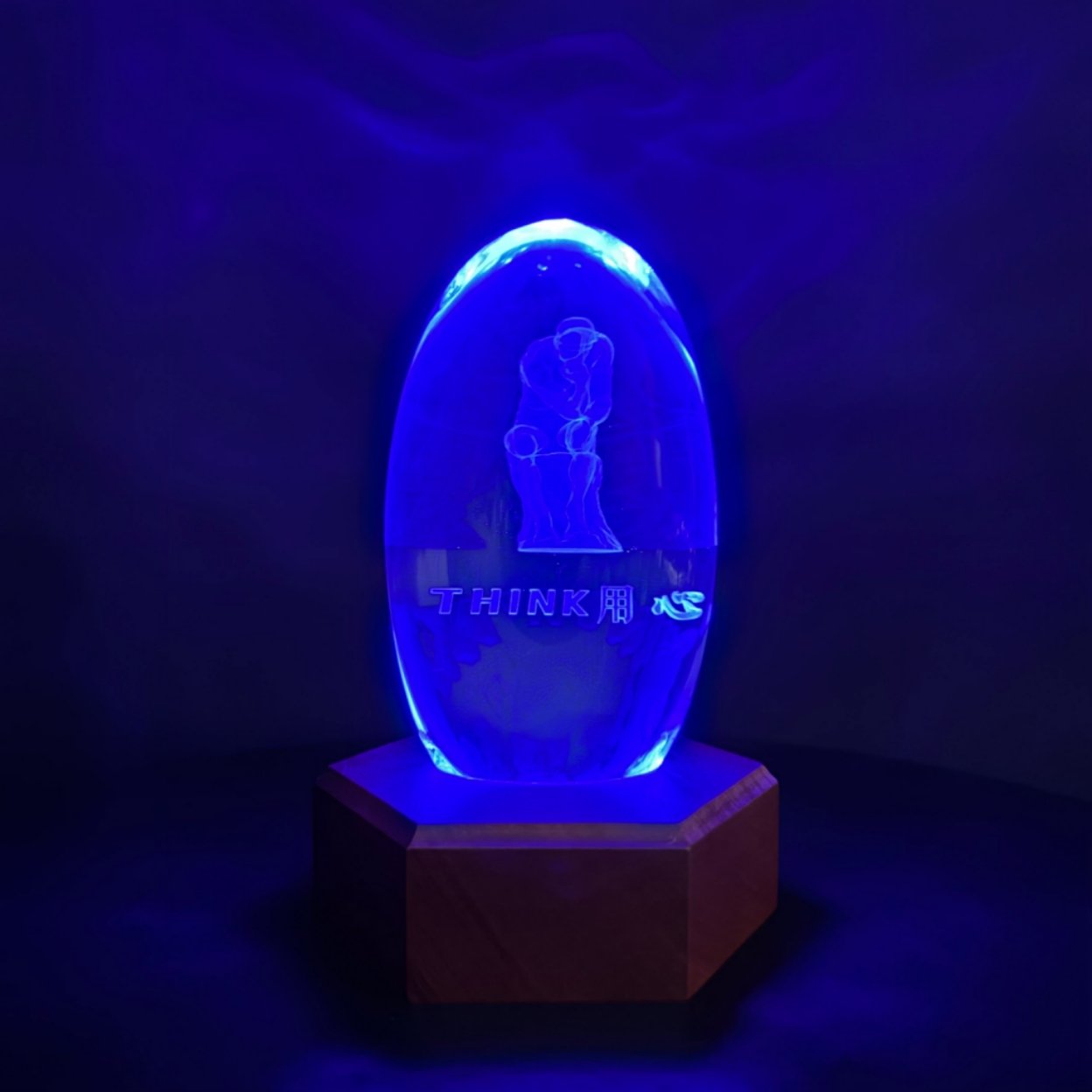 Custom Oval Crystal Laser Engraved Art Sculpture with LED Wooden Base | Personalized 3D Engraved Crystal Gift | OEM & ODM Crystal Souvenir Manufacturer - Image 3