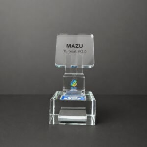 Alternative view of Custom Crystal Trophy with Embedded Microchip | Milestone Award for Technology Company | Premium Custom Corporate Gift