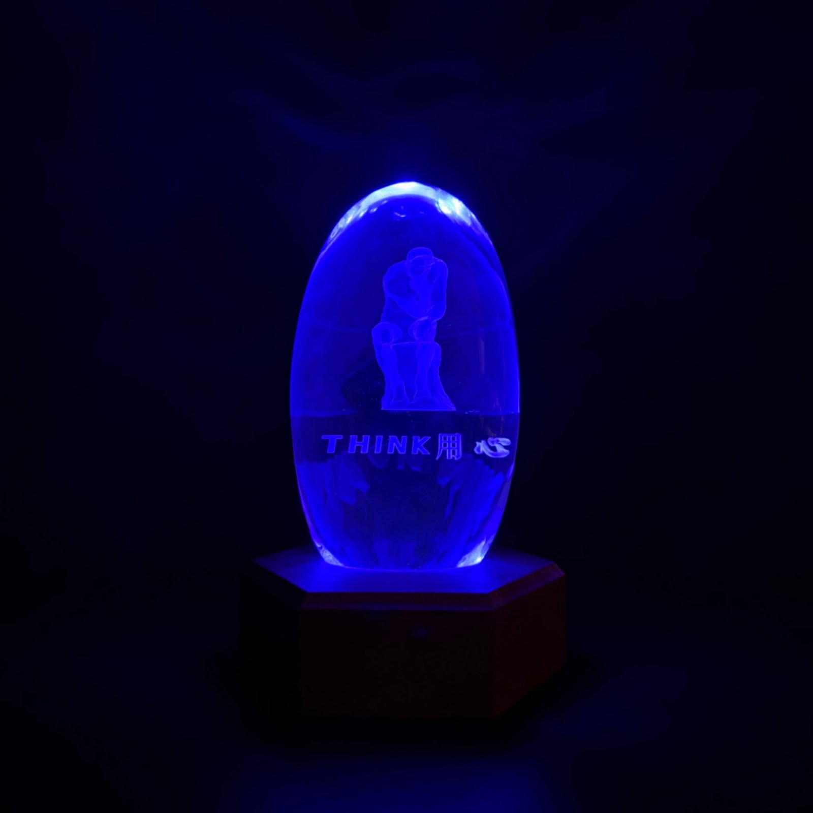 Custom Oval Crystal Laser Engraved Art Sculpture with LED Wooden Base | Personalized 3D Engraved Crystal Gift | OEM & ODM Crystal Souvenir Manufacturer - Image 4